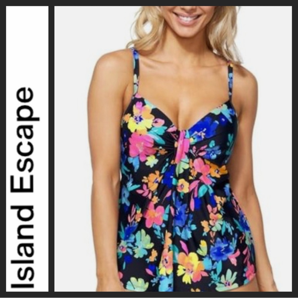 NWT Macy’s Island Escape Multicolor Floral Underwire Tankini Top